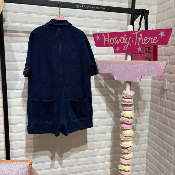 DENIM COLLARED NECK ROMPER- C4860 - Picture 2 of 2